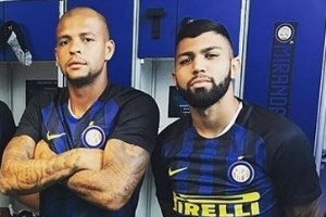 Brasileiros da Inter de Milão: Eder, Miranda, Felipe Melo e Gabriel - Reprodução - Reprodução
