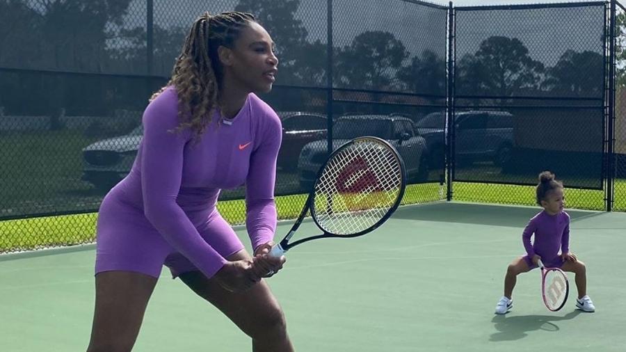 Serena Williams leva filha Olympia para treino - Reprodução/Instagram/Serena Williams