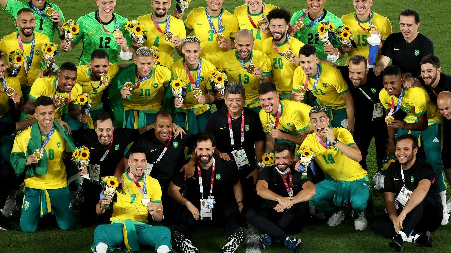 Seleção brasileira de futebol conquistou o ouro na final contra a Espanha nos Jogos Olímpicos de Tóquio - Clive Mason/Getty Images