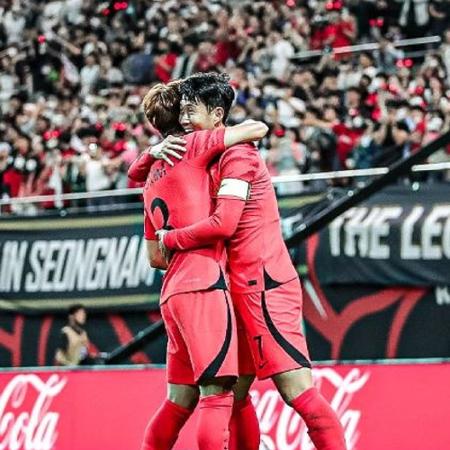 Son comemora gol contra Camarões em amistoso antes da Copa - Divulgação/Federação Sul-coreana de futebol