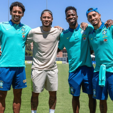 Neymar fez atividades no campo em que a seleção brasileira está treinando antes da estreia na Copa América