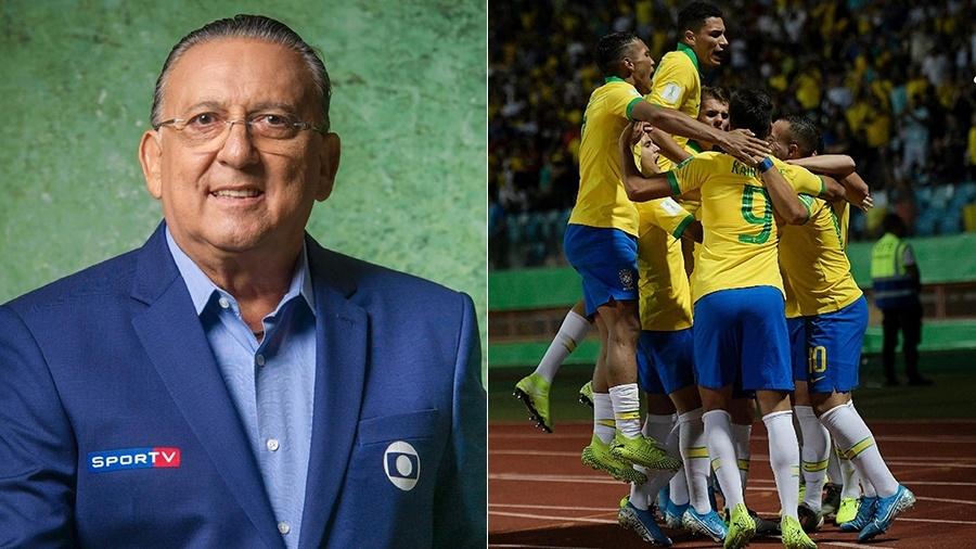 O narrador Galvão Bueno foi ao Instagram para homenagear os jogadores da seleção brasileira sub-17 - Divulgação/Globo e Divulgação/CBF