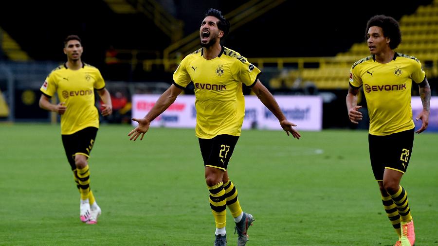 Emre Can comemora seu gol para o Borussia Dortmund em jogo contra o Hertha - Alexandre Simoes/Borussia Dortmund via Getty Images