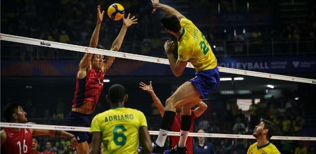 Seleção brasileira masculina de vôlei caiu para os EUA na Liga das Nações