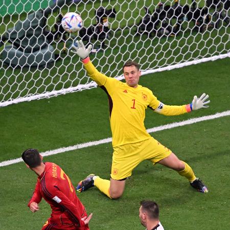 Morata completa para o gol e abre o placar para a Espanha contra a Alemanha na Copa do Mundo - Kirill KUDRYAVTSEV / AFP