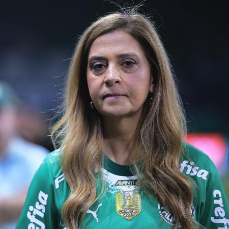 Leila Pereira, presidente do Palmeiras, no jogo contra o Vasco, pelo Brasileirão