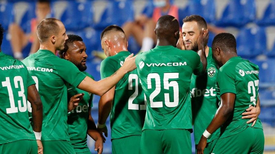 Jogadores do Ludogorets, da Bulgária, comemoram gol na fase preliminar da Champions - Divulgação