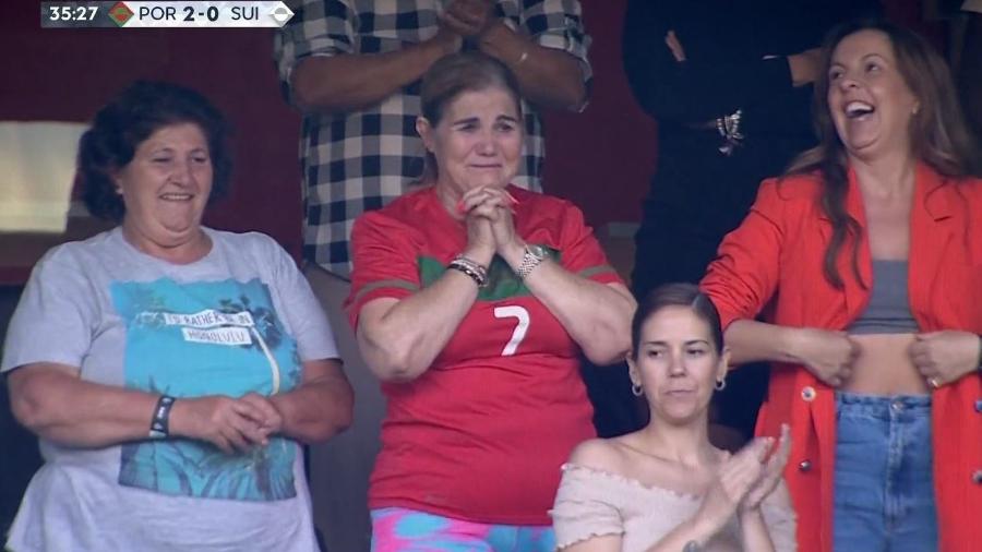 Maria Dolores dos Santos Aveiro se emociona com gol de Cristiano Ronaldo - Reprodução