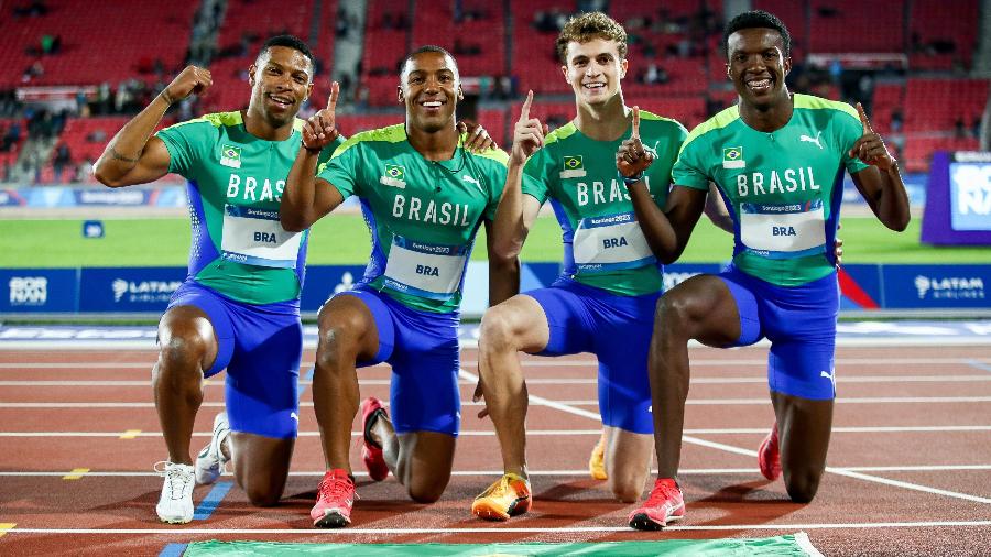 Pan 2023: Equipe masculina do revezamento 4x100m conquista o ouro para o Brasil