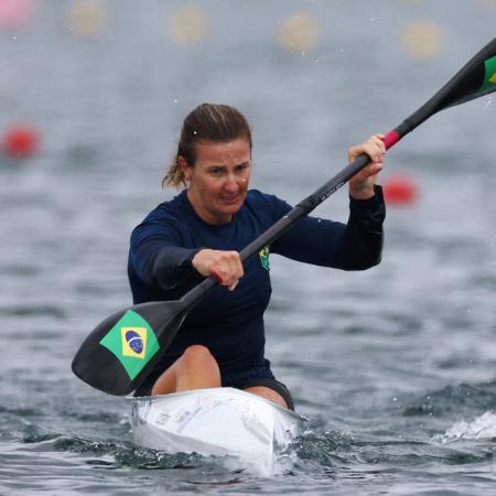 Ana Paula Vergutz durante a preliminar do K1 500m feminino da canoagem velocidade nas Olimpíadas de Paris