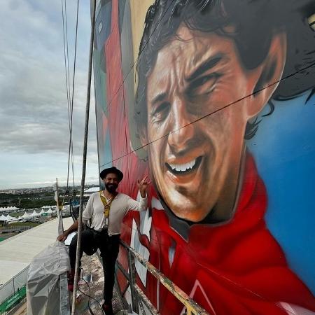 Mural do Senna foi revitalizado pelo grafiteiro Eduardo Kobra