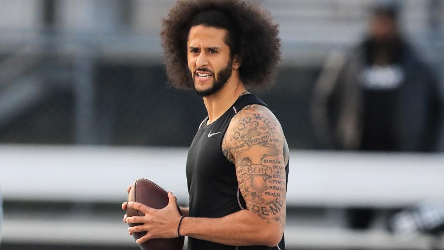 Colin Kaepernick durante treino em Riverdale, Georgia - Carmen Mandato/Getty Images/AFP