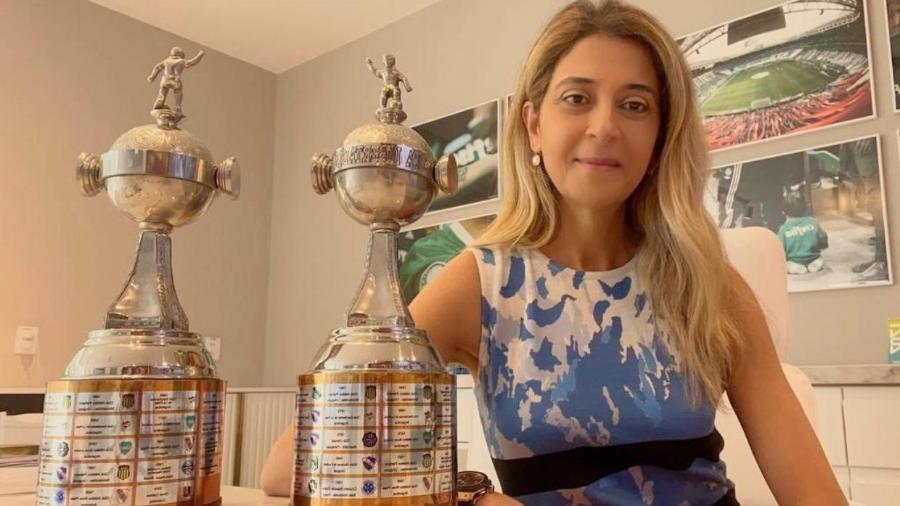 A patrocinadora e conselheira Leila Pereira celebra o bicampeonato da Copa Libertadores - Reprodução