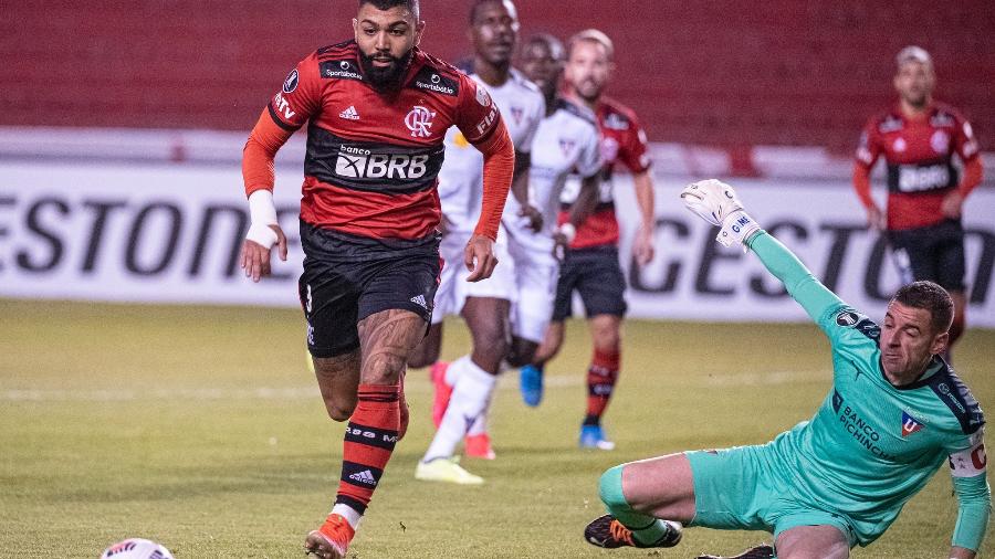 Atacante Gabigol, do Flamengo, durante duelo com a LDU, no Equador, pela Libertadores - Alexandre Vidal / Flamengo