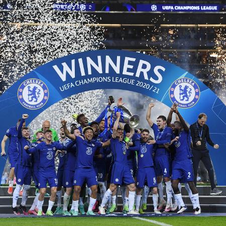 Chelsea celebra o título da Champions League após vencer o City Chelsea celebra o título da Champions League após vencer o City