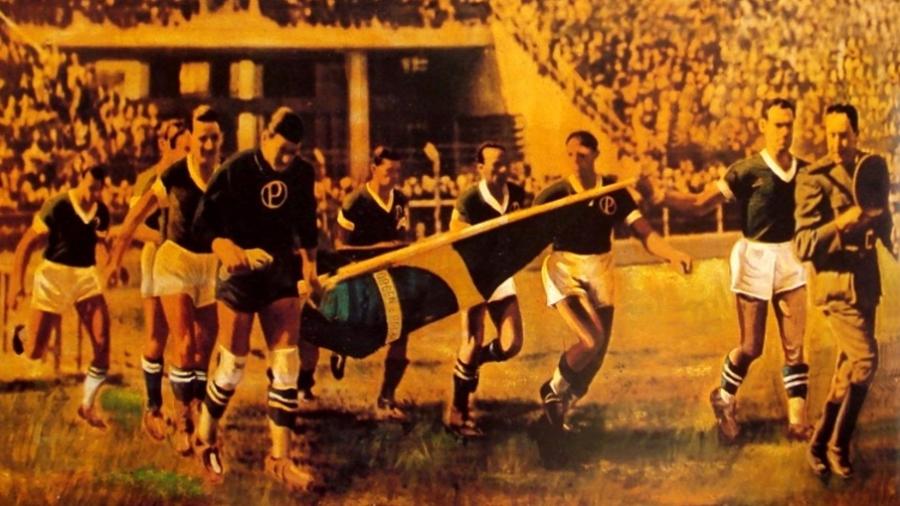 Palmeiras entra em campo com a bandeira do Brasil, em 20 de setembro de 1942, na Arrancada Heroica - Divulgação/SE Palmeiras