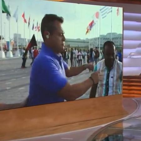Eric Faria, repórter da Globo, empurrou um torcedor no Qatar - Reprodução