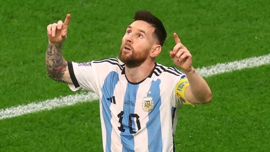 Lionel Messi abriu o placar para a Argentina diante da Austrália em partida válida pelas oitavas de final da Copa do Mundo - Paul Childs/Reuters