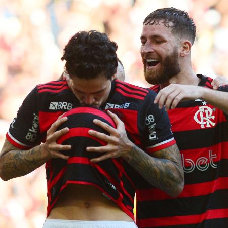 Pedro comemora gol marcado em Flamengo x Fluminense, duelo do Campeonato Carioca - PETER ILICCIEV/ENQUADRAR/ESTADÃO CONTEÚDO
