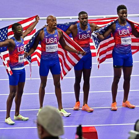 Equipe de revezamento 4x400m dos Estados Unidos, ouro em Paris