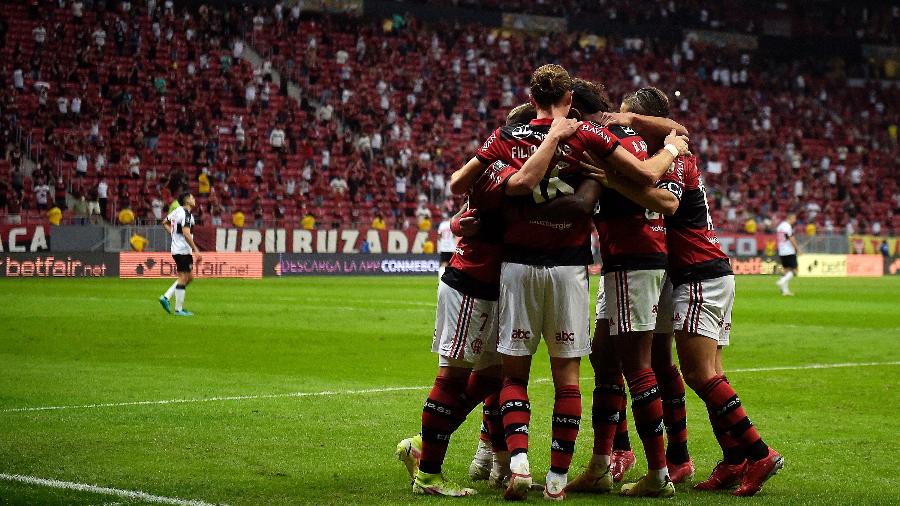 Jogadores do Flamengo comemoram gol pela Libertadores - Staff Images / CONMEBOL