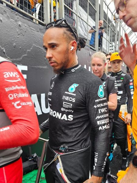 Lewis Hamilton, da Mercedes, no grid do GP de São Paulo