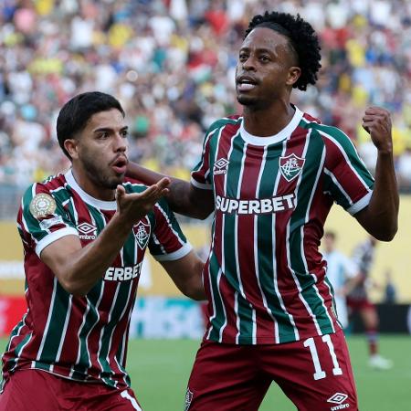 Keno e Nonato celebram gol do Fluminense sobre o Ulsan em partida do Mundial Keno e Nonato celebram gol do Fluminense sobre o Ulsan em partida do Mundial