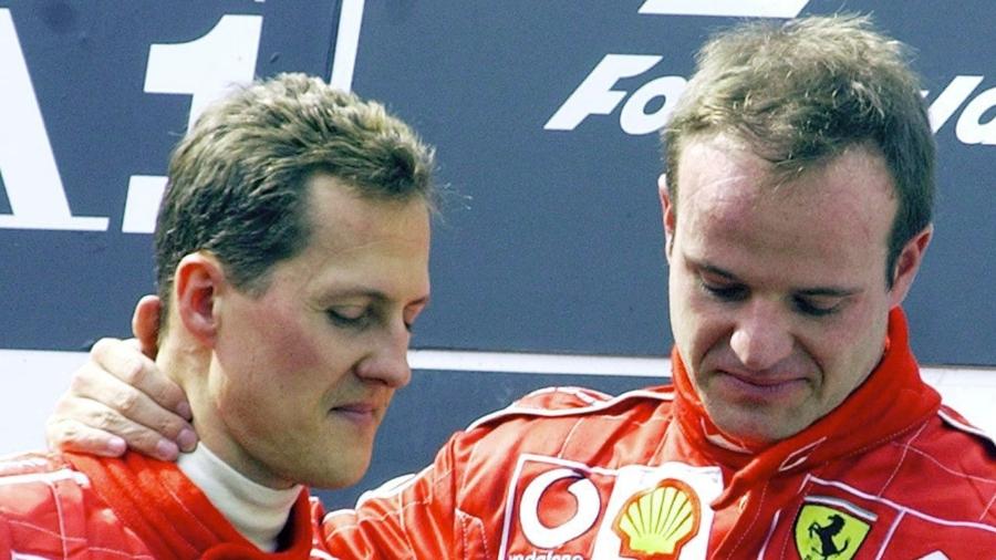 Rubens Barrichello em 2002 após o GP da Áustria  - Christof Koepsel/Bongarts/Getty Images