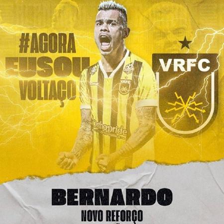 Ex-jogador do Vasco, Bernardo é anunciado como novo reforço do Volta Redonda  - Reprodução/Facebook/Voltaço Futebol Clube