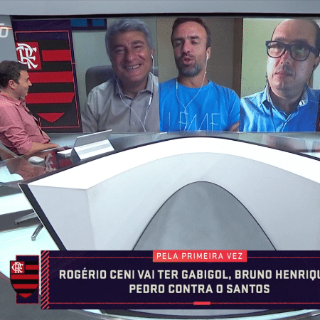 Cléber Machado e Roger se irritaram com sugestão de Cereto de favorecimento ao Flamengo - Reprodução/SporTV