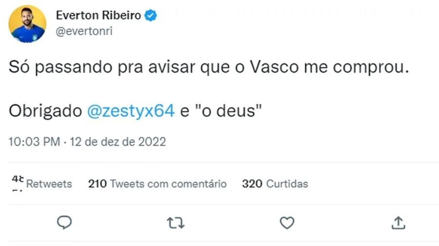 Twitter de Everton Ribeiro, do Flamengo, foi hackeado - Foto: Reprodução