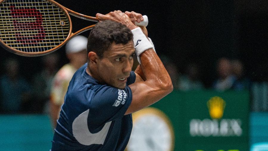 Thiago Monteiro contra a Itália pela Copa Davis de 2024