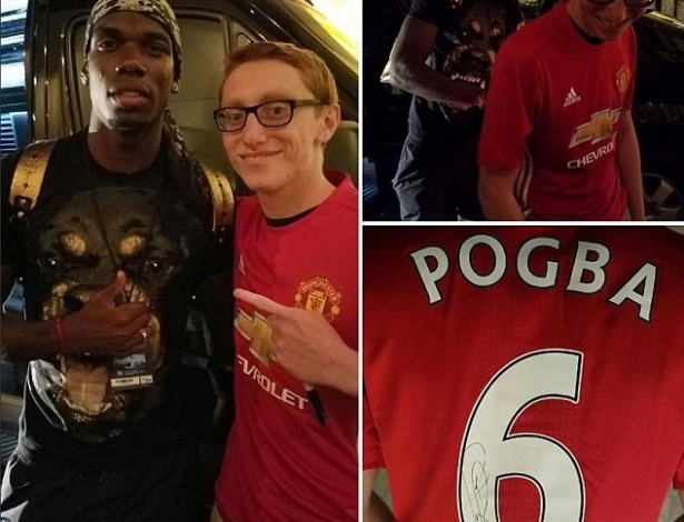 Pogba autografou camisa de torcedor do Manchester United com seu nome - Twitter/Reprodução