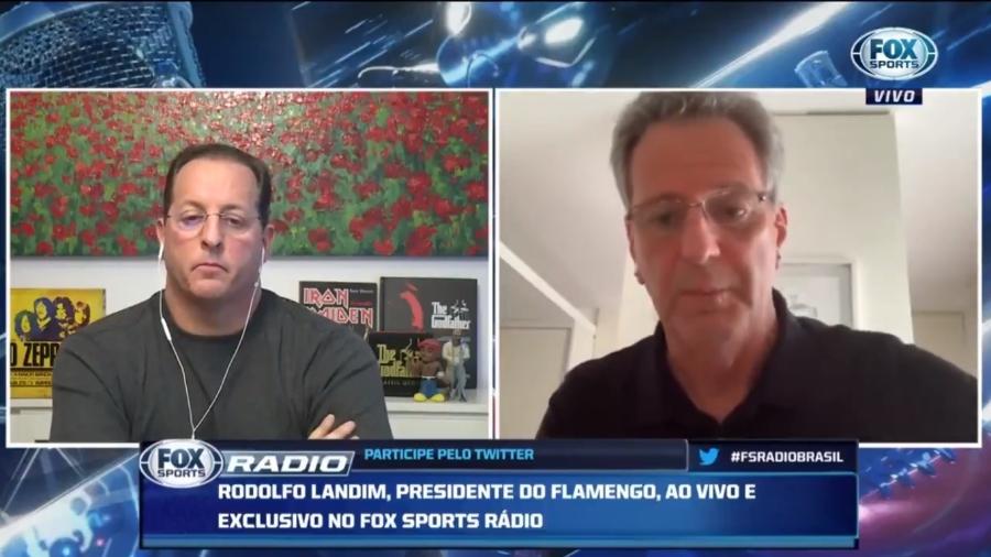 Presidente do Flamengo, Rodolfo Landim em entrevista à Fox Sports - Reprodução / Fox Sports