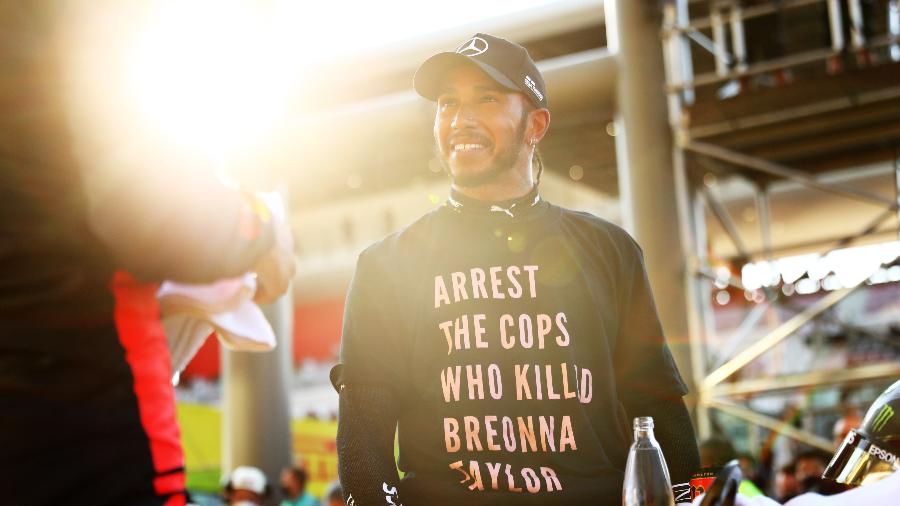 Lewis Hamilton usa camiseta em homenagem a Breonna Taylor no GP da Toscana - Dan Istitene - Formula 1/Formula 1 via Getty Images