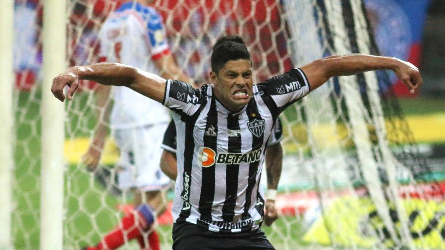 Hulk, atacante do Atlético-MG, em comemoração contra o Bahia - Fernando Moreno/AGIF