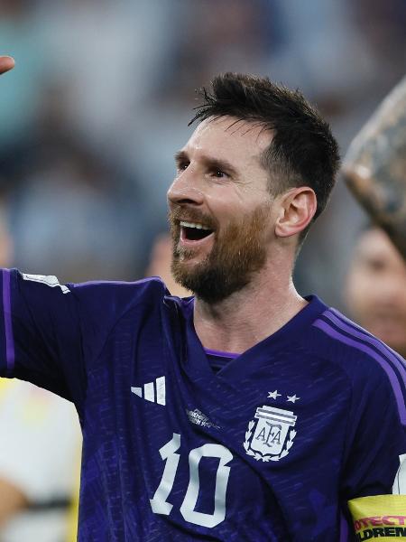 Messi comemora classificação da Argentina após vitória sobre a Polônia na Copa do Mundo do Qatar - Richard Sellers/Getty Images