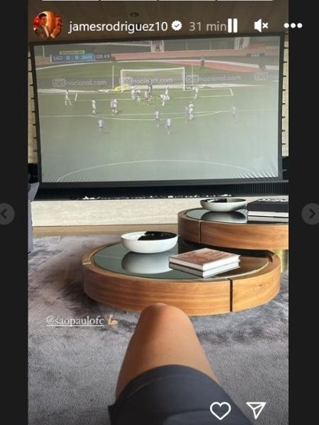 James Rodríguez publicou foto em sua casa assistindo o jogo do São Paulo contra o Bahia