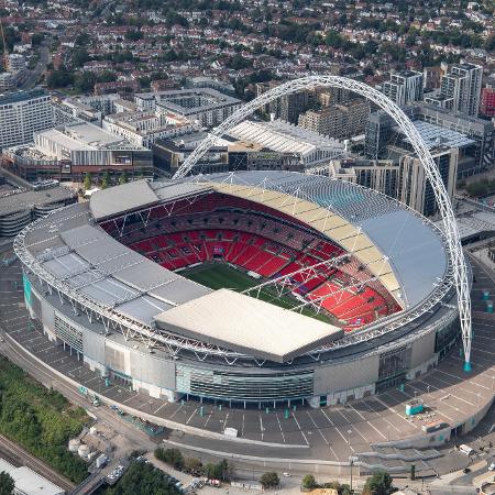 Vista aérea de Wembley, famoso estádio que fica em Londres, na Inglaterra