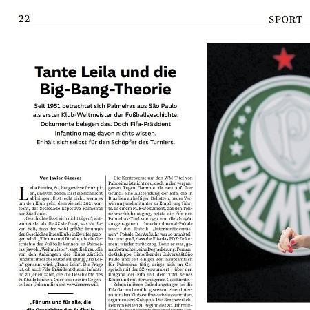 Süddeutsche Zeitung, maior jornal diário da Alemanha, destacou Leila Pereira e Copa Rio Süddeutsche Zeitung, maior jornal diário da Alemanha, destacou Leila Pereira e Copa Rio