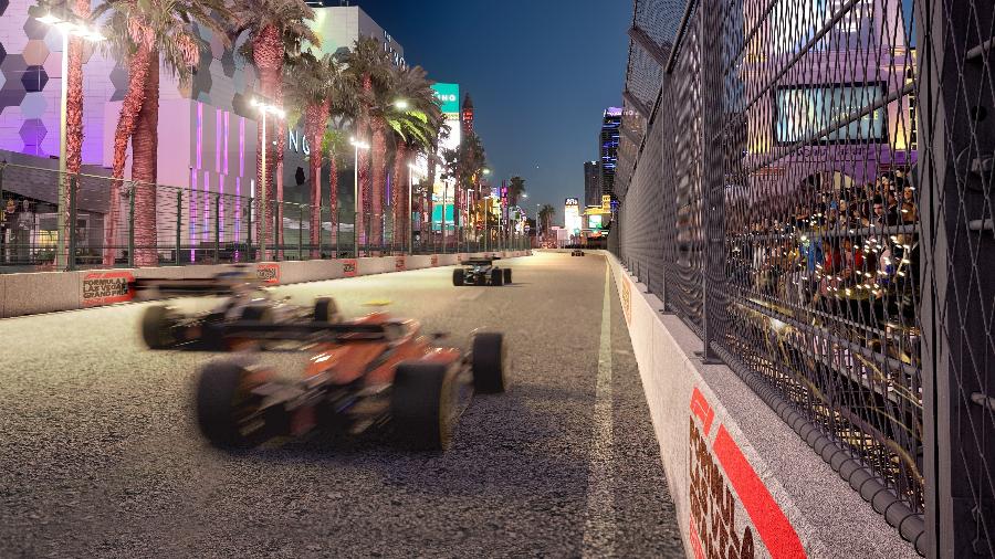Trecho do novo circuito de F1 de Las Vegas em imagem de simulação divulgada pela categoria