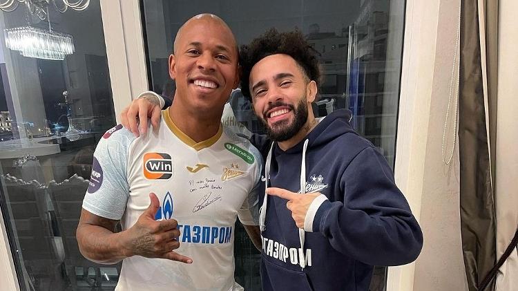 Luis Felipe e Claudinho, ex-RB Bragantino, em encontro na Rússia