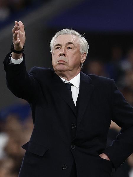Carlo Ancelotti na partida entre Real Madrid e Arsenal pela Champions League - Juan Medina/Reuters