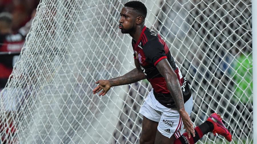 Gerson comemora gol do Flamengo contra o Del Valle - Thiago Ribeiro/Agif