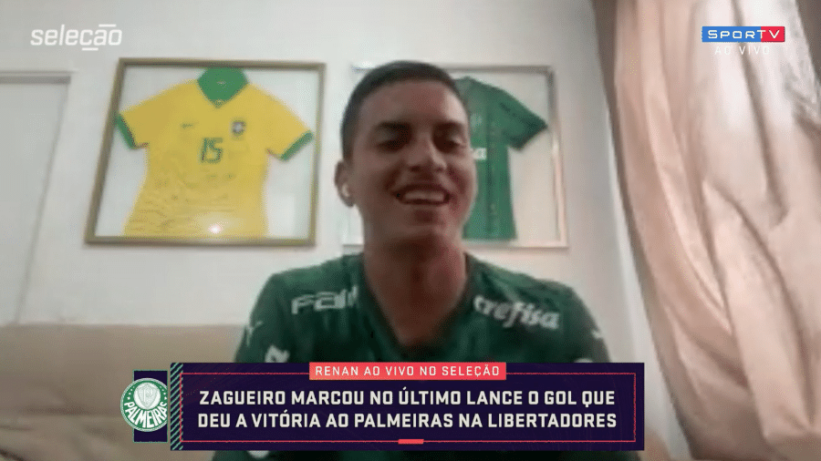 Renan, zagueiro do Palmeiras, em entrevista ao "Seleção SporTV" - Reprodução / SporTV