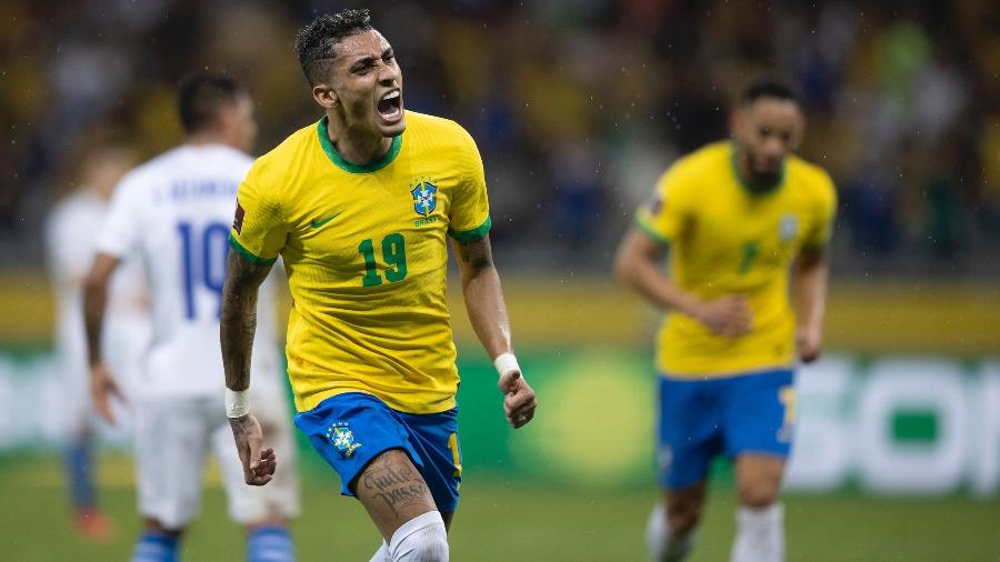 Raphinha comemora gol do Brasil contra o Paraguai - Lucas Figueiredo/CBF