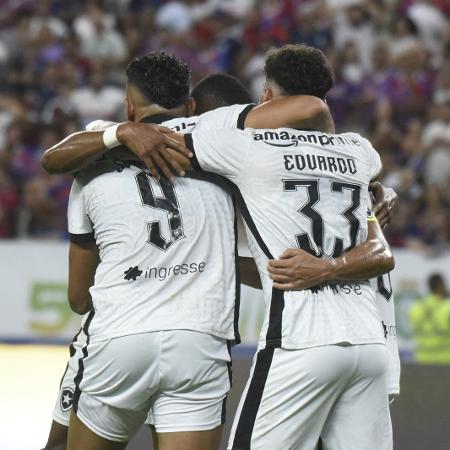 Jogadores do Botafogo comemoram gol contra do Fortaleza