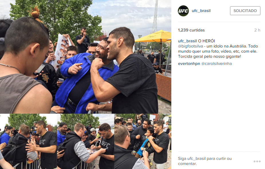 Antonio Pezão é saudado pelos fãs antes de enfrentar Mark Hunt no UFC 193 - Reprodução/Instagram