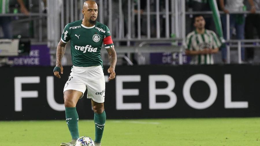 Felipe Melo em ação contra o Atlético Nacional; jogador se tornou o capitão do Palmeiras de Vanderlei Luxemburgo - Cesar Greco/Ag. Palmeiras