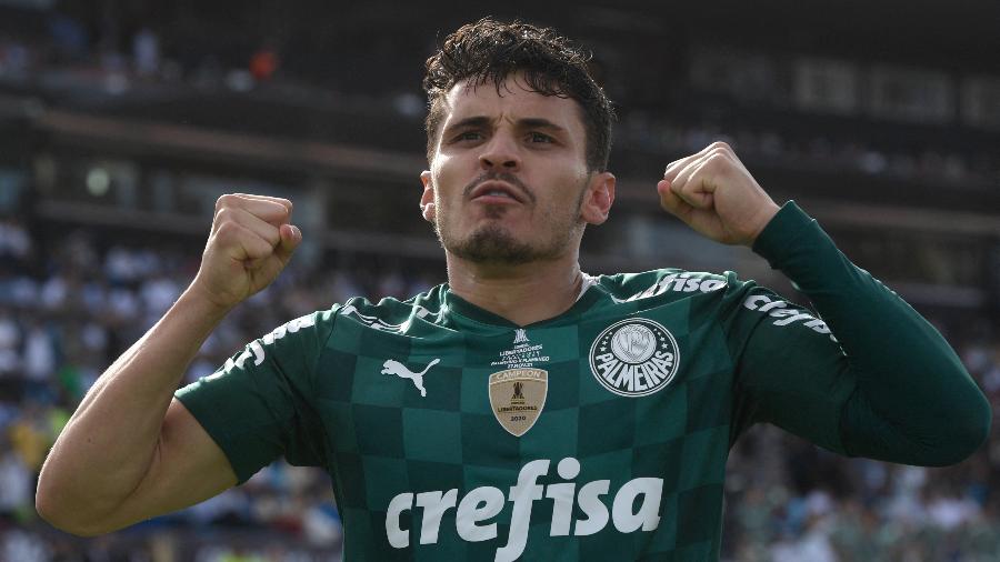 Raphael Veiga comemora gol marcado na final da Libertadores entre Palmeiras e Flamengo - Staff Images/Conmebol